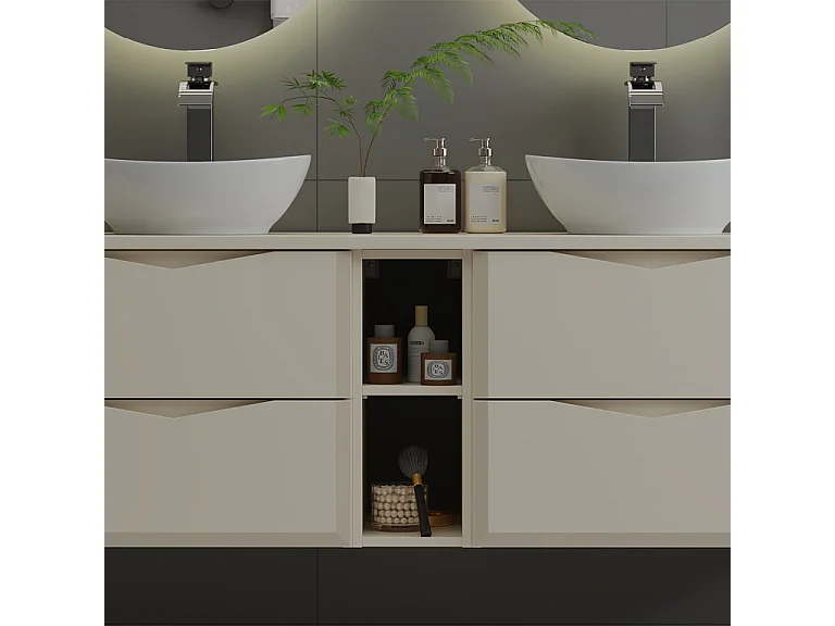 Mobile bagno doppio lavabo Ellie cachemire 140cm