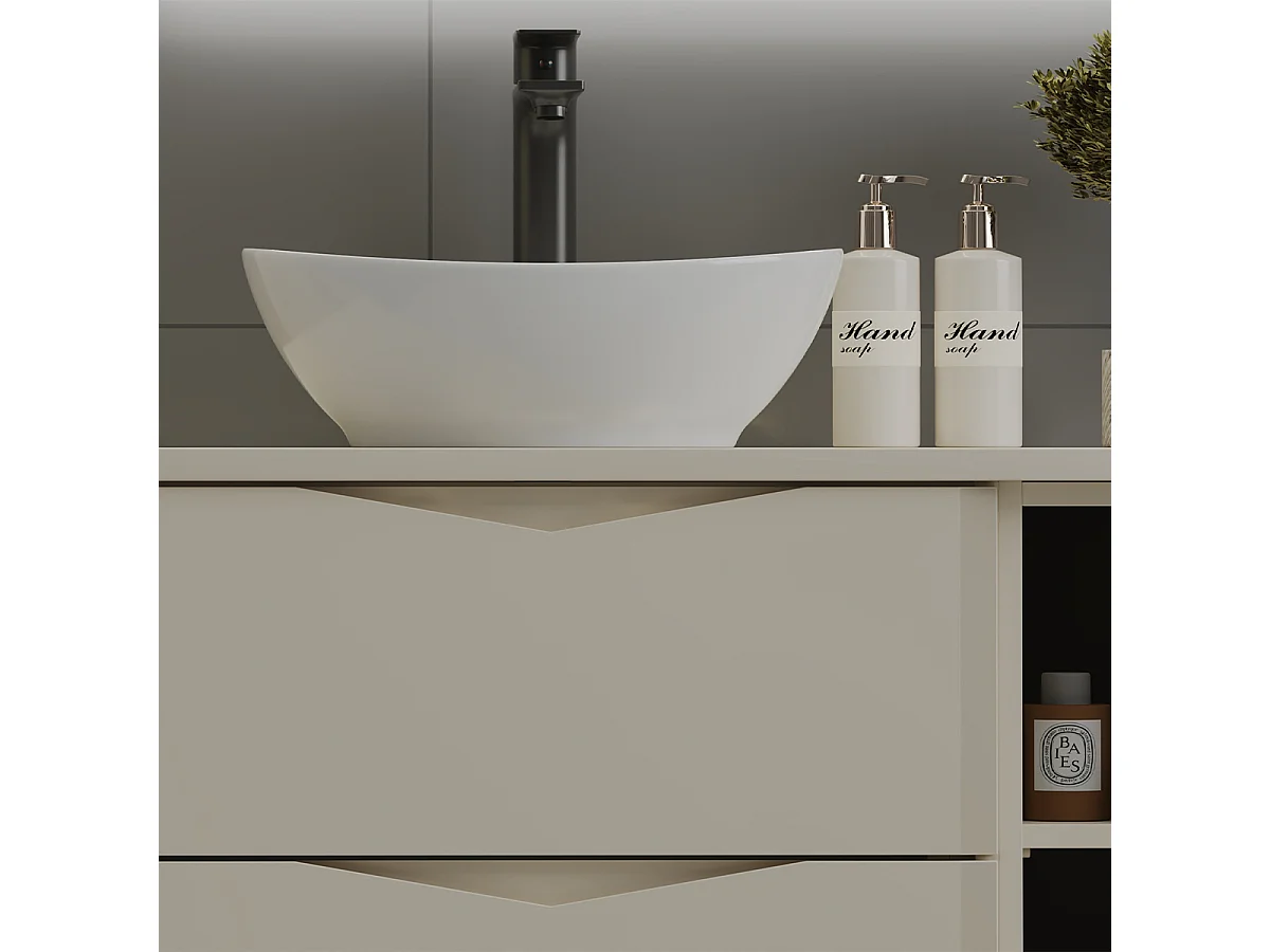 Meuble simple vasque 80cm 2 niches Ellie Cachemire