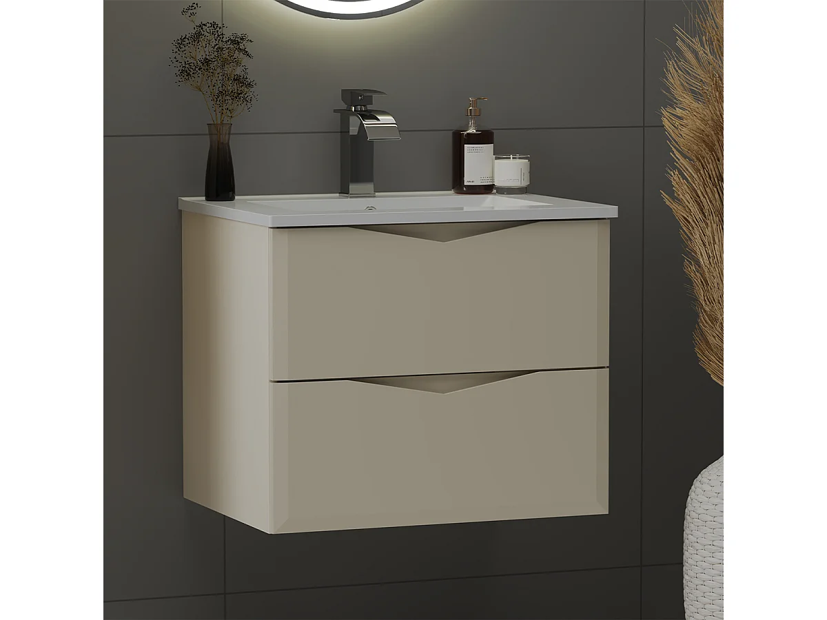 Meuble simple vasque encastrée 60cm Ellie Cachemire
