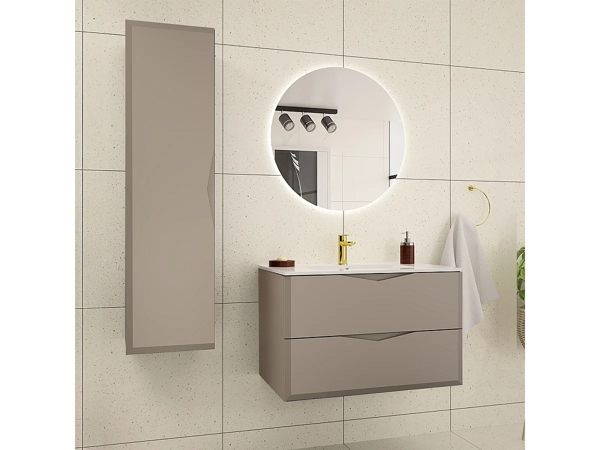 Meuble simple vasque encastrée 80cm Ellie Cachemire