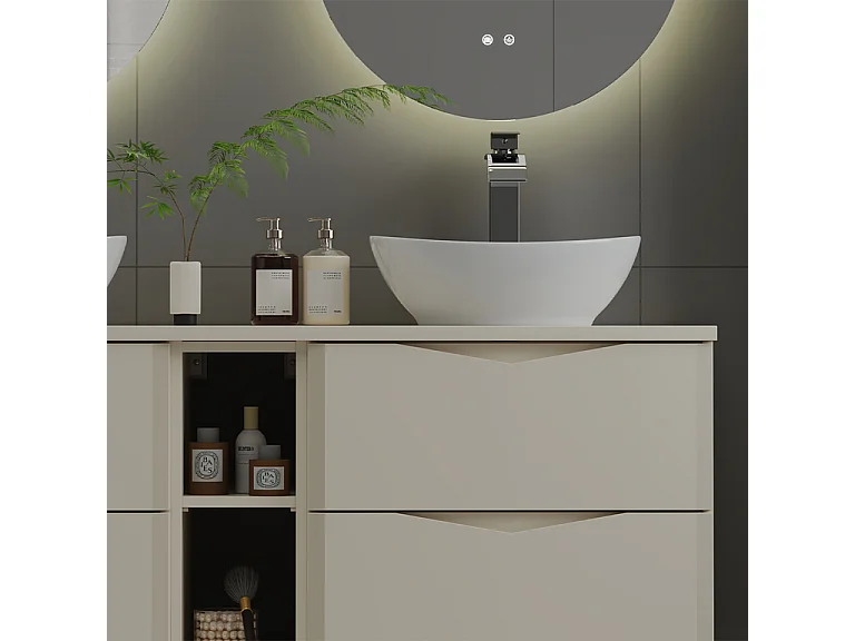 Meuble sous-vasque 140cm 2 niches plan de toilette Ellie Cachemire
