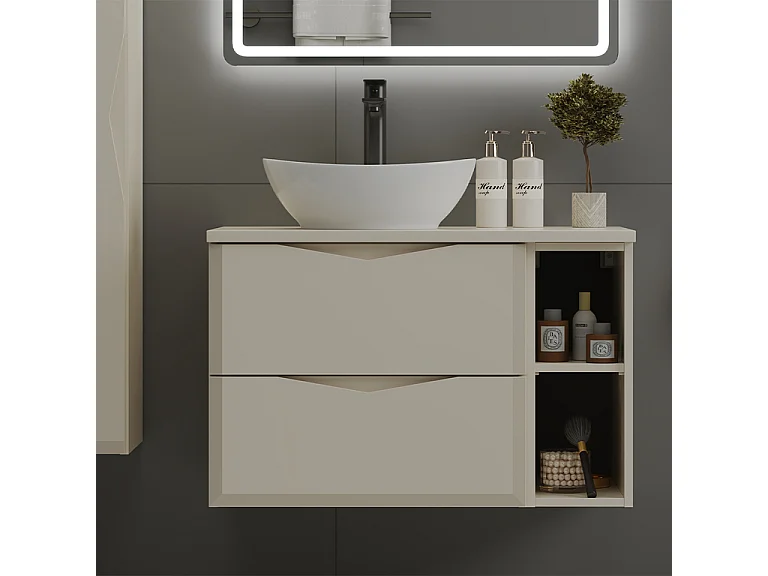 Meuble sous-vasque 80cm 2 niches plan de toilette Ellie Cachemire