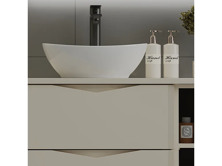 Meuble sous-vasque 80cm 2 niches plan de toilette Ellie Cachemire