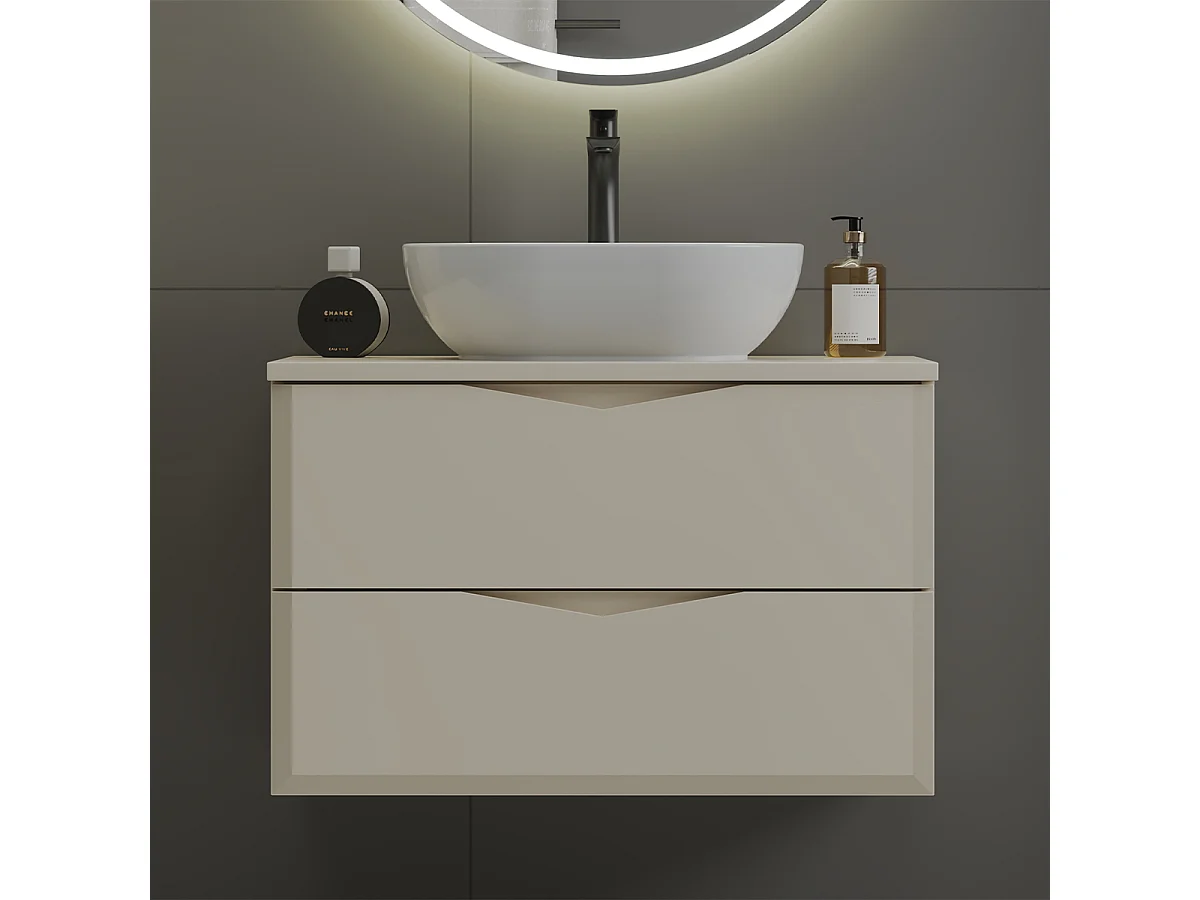 Meuble sous-vasque 80cm plan de toilette Ellie Cachemire