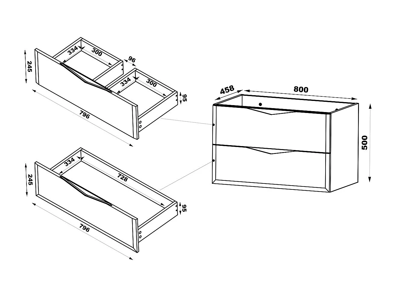 Meuble sous-vasque 80cm plan de toilette Ellie Cachemire
