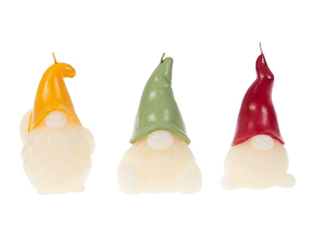 Bougie Gnome Basile jaune (lot de 4)