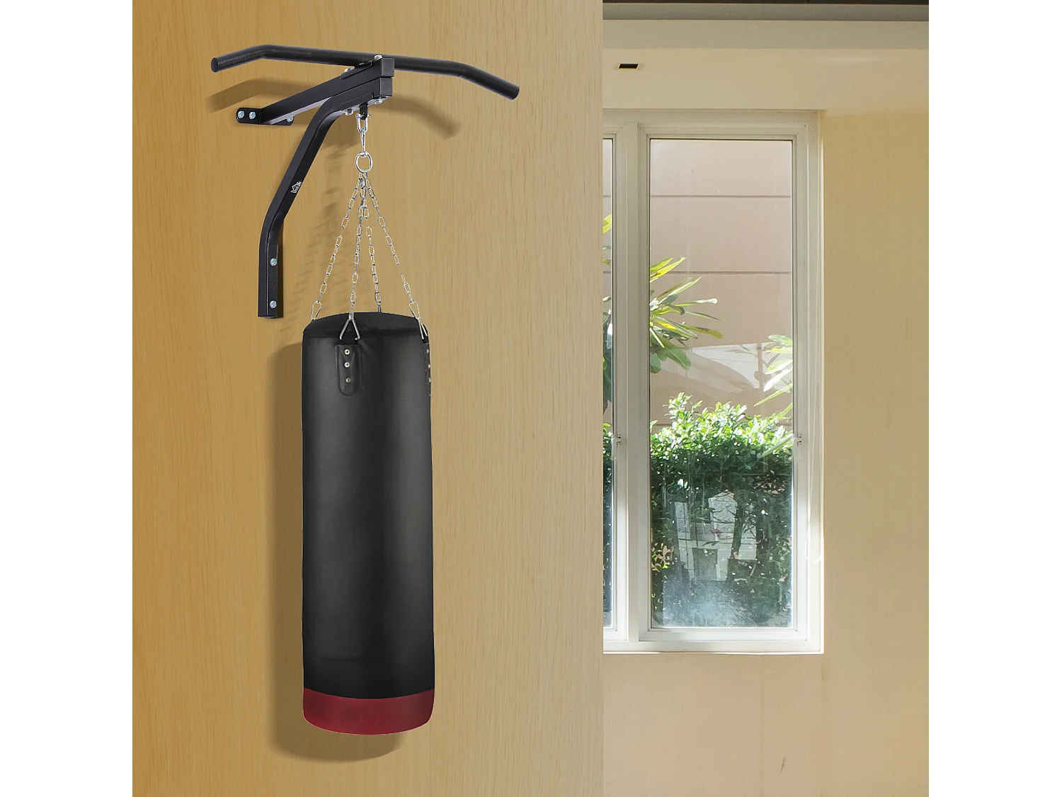 Support sac de boxe fixation sac de frappe barre de traction intégrée charge max. 130 Kg acier noir