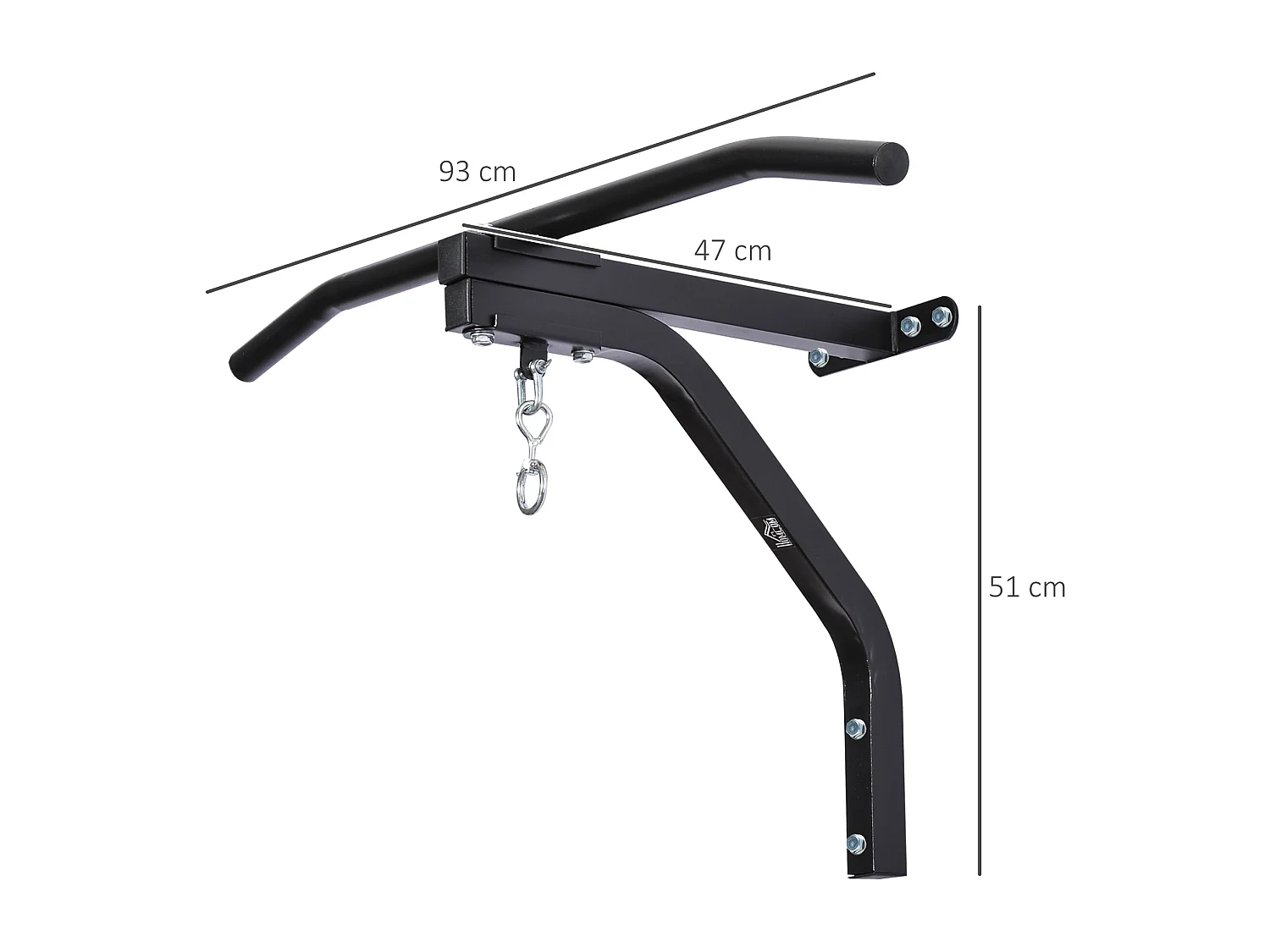 Support sac de boxe fixation sac de frappe barre de traction intégrée charge max. 130 Kg acier noir