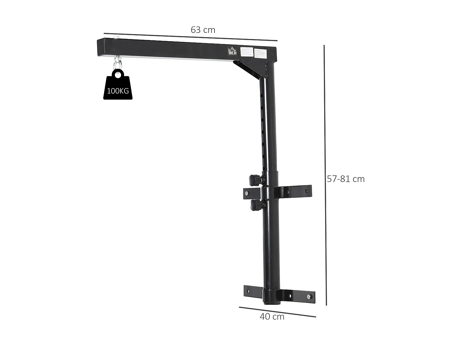 Support sac de boxe fixation sac de frappe hauteur réglable charge max. 100 Kg acier noir