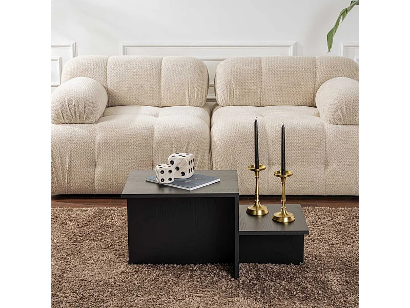 Tavolino da caffè a 2 livelli L80 cm - HARMONY