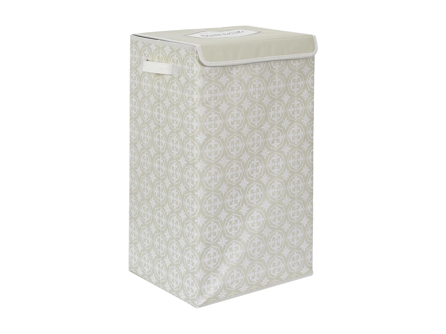 Panier de linge en polyester BOMBAY pliable motif damassé beige