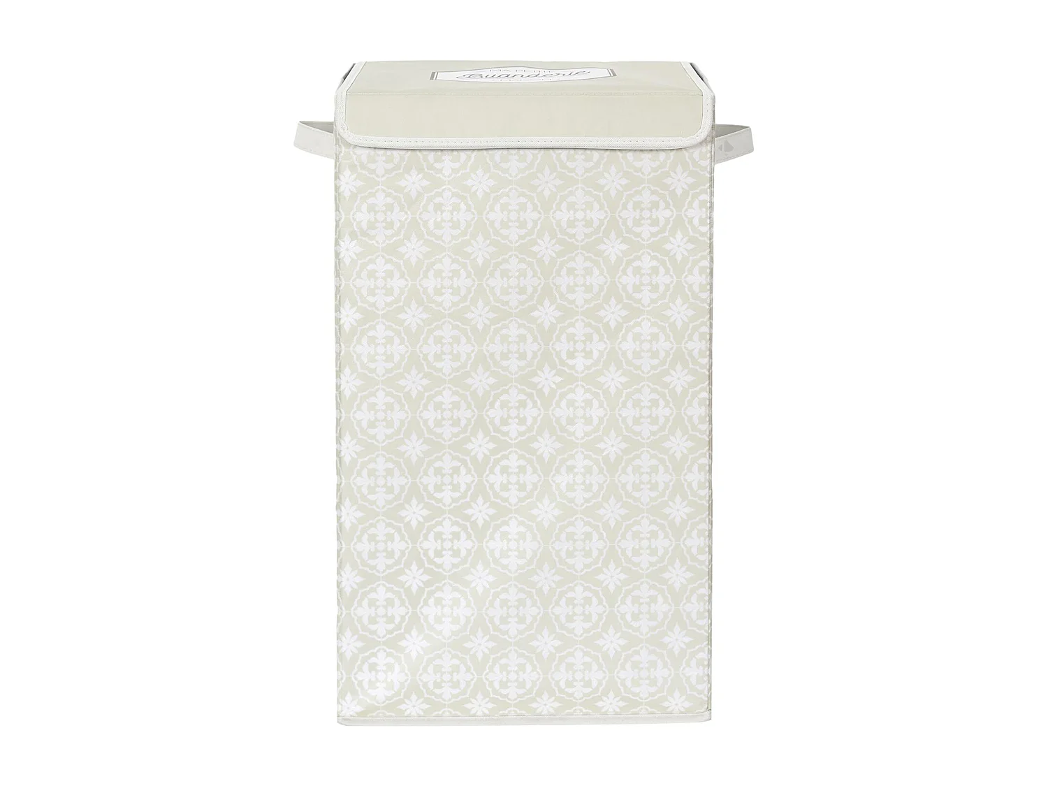 Panier de linge en polyester BOMBAY pliable motif damassé beige