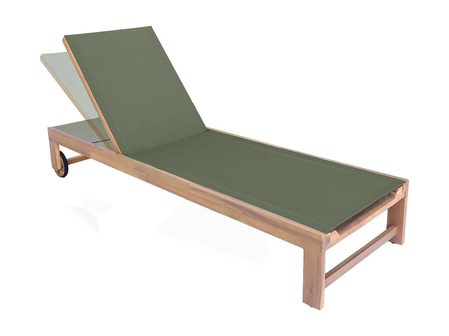 Set di 2 lettini prendisole in legno multiposizione, verde kaki