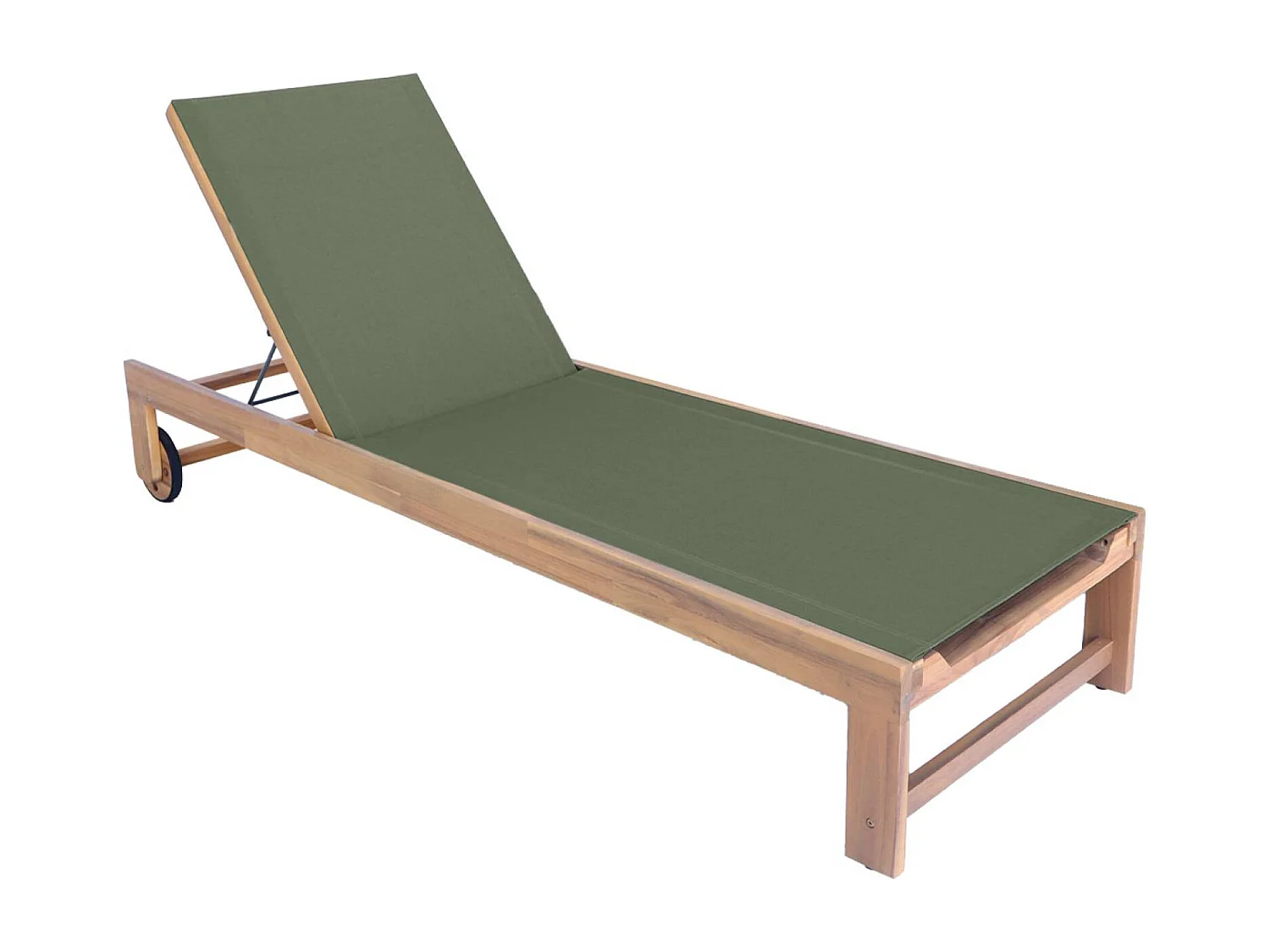 Set di 2 lettini prendisole in legno multiposizione, verde kaki