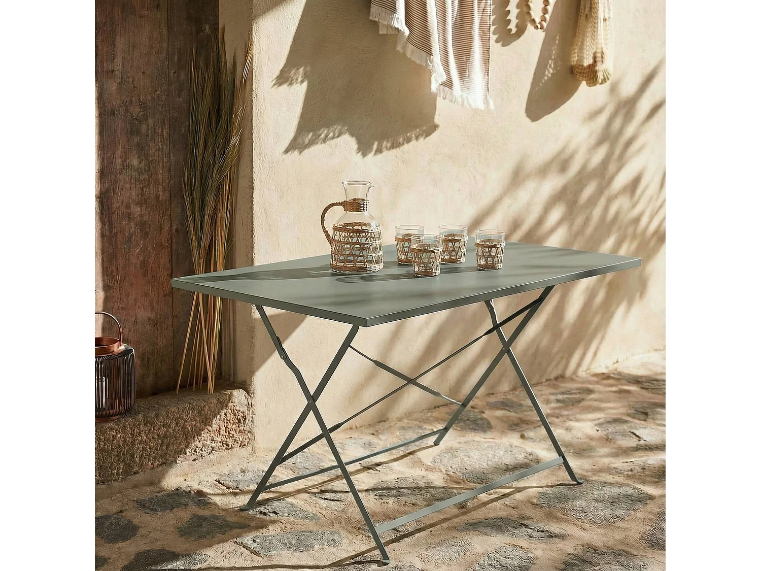 Tavolo da giardino bistrot pieghevole in metallo, 110cm, verde kaki