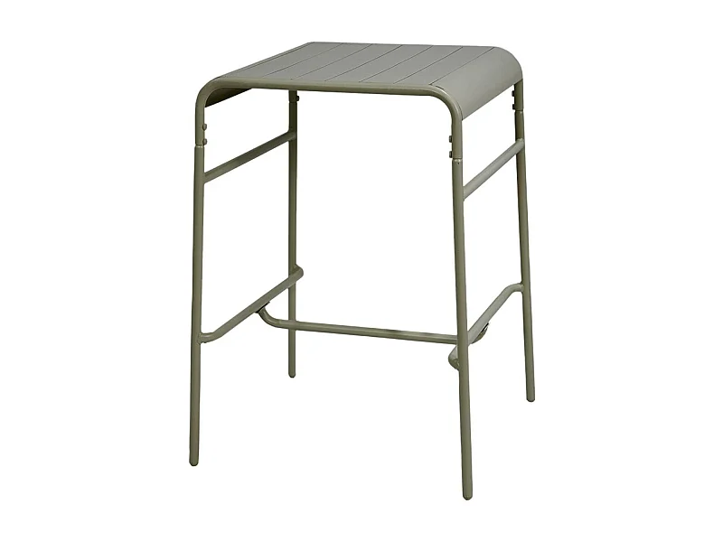Mesa alta de jardín de metal, 2 plazas verde kaki