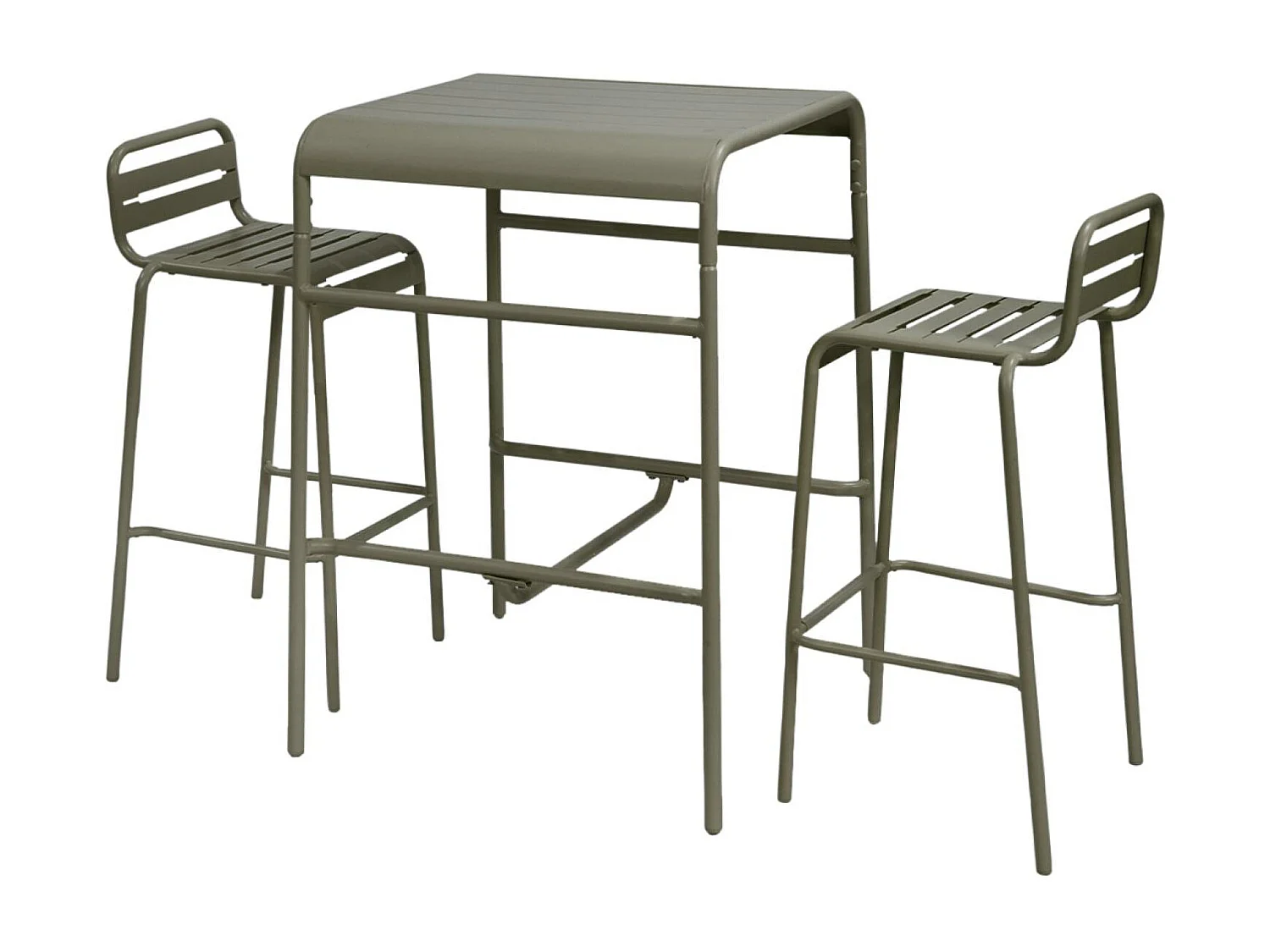 Tavolo da giardino a 2 posti in metallo 70x70cm, verde kaki