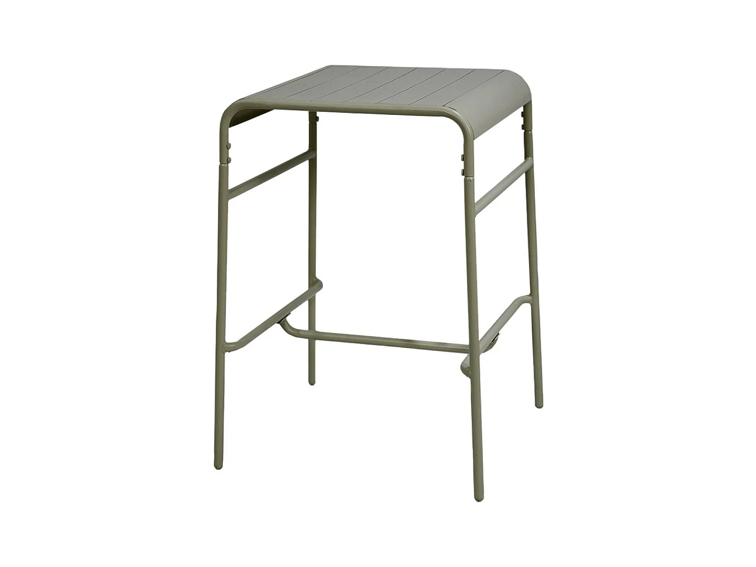 Table haute de jardin métal 2 places. kaki. 70 x 70 x 95cm