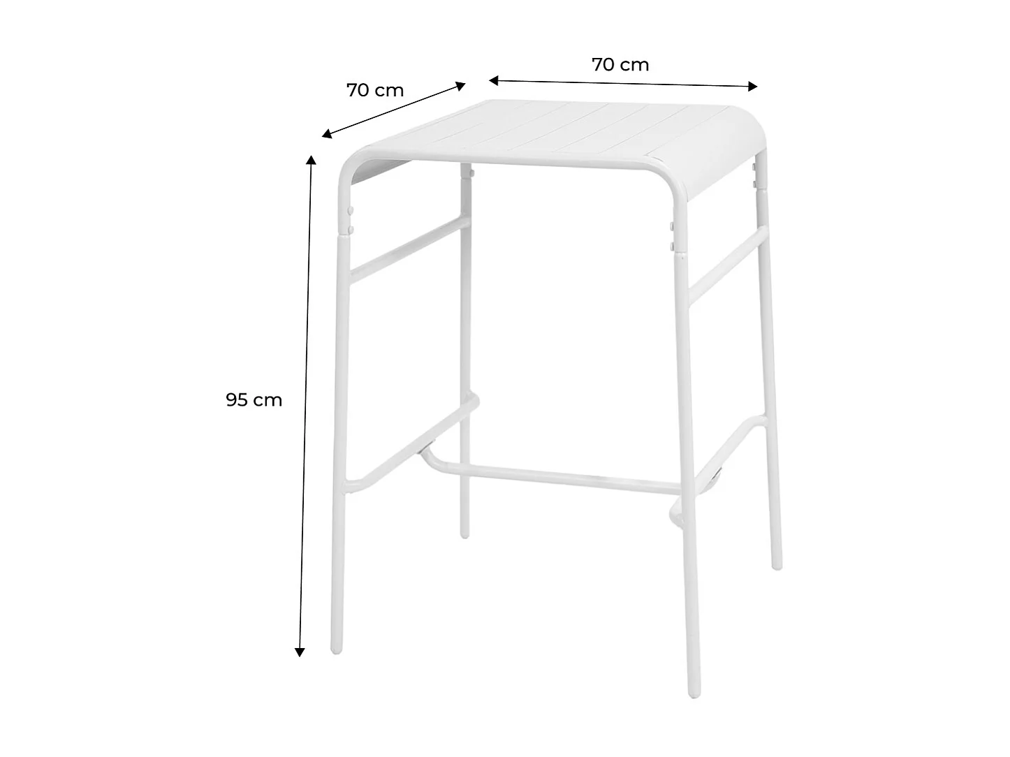 Table haute de jardin métal 2 places. beige. 70 x 70 x 95cm