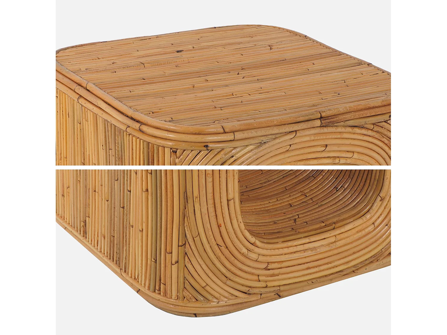 Mesa auxiliar, mesita de noche de ratán natural natural