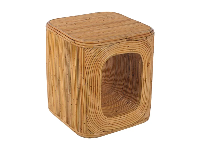 Mesa auxiliar, mesita de noche de ratán natural natural