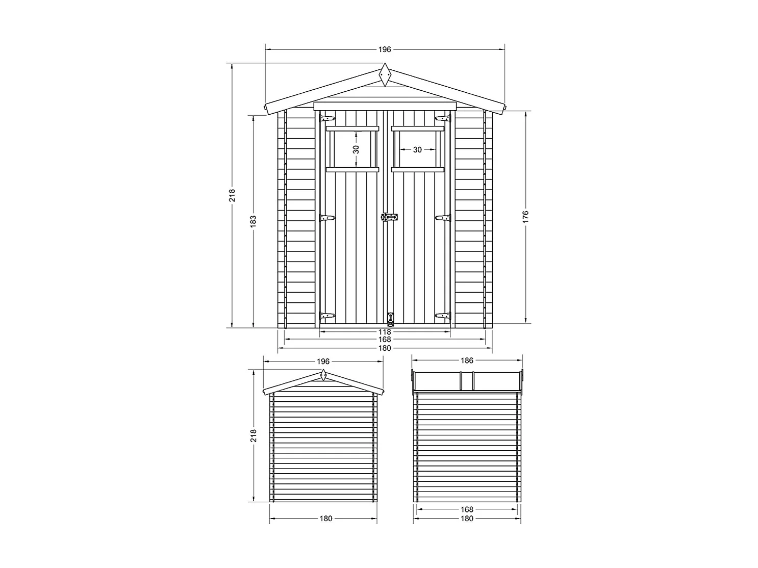 Drewniana szopa ogrodowa z podłogą - 180 x 180 x 218 - 2,82 m2 - M320+M320G