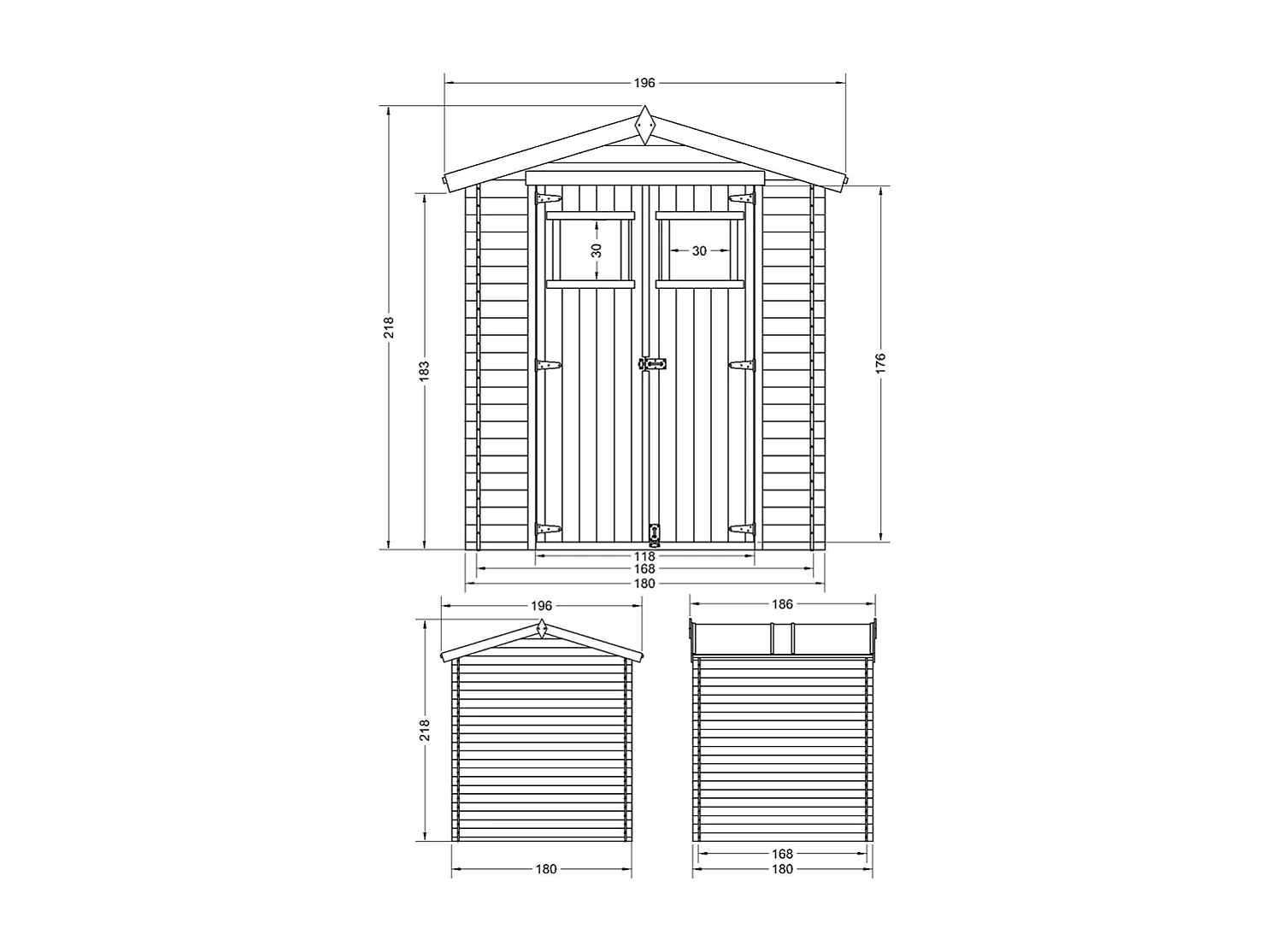 Houten tuinschuurtje met geimpregneerde vloer - 2.82 m² - M320+M320G