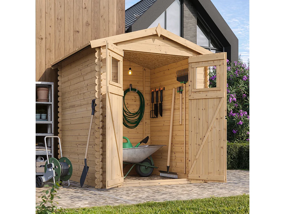 Abri de jardin en bois avec sol traité - I186xL196xH218 cm/ 2,82 m2 - M320+M320G