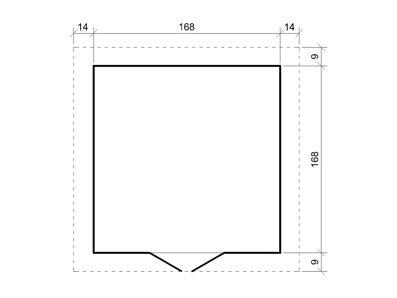 Houten tuinschuurtje zonder vloer - 2.82 m² - 196x186xH218 cm - M320