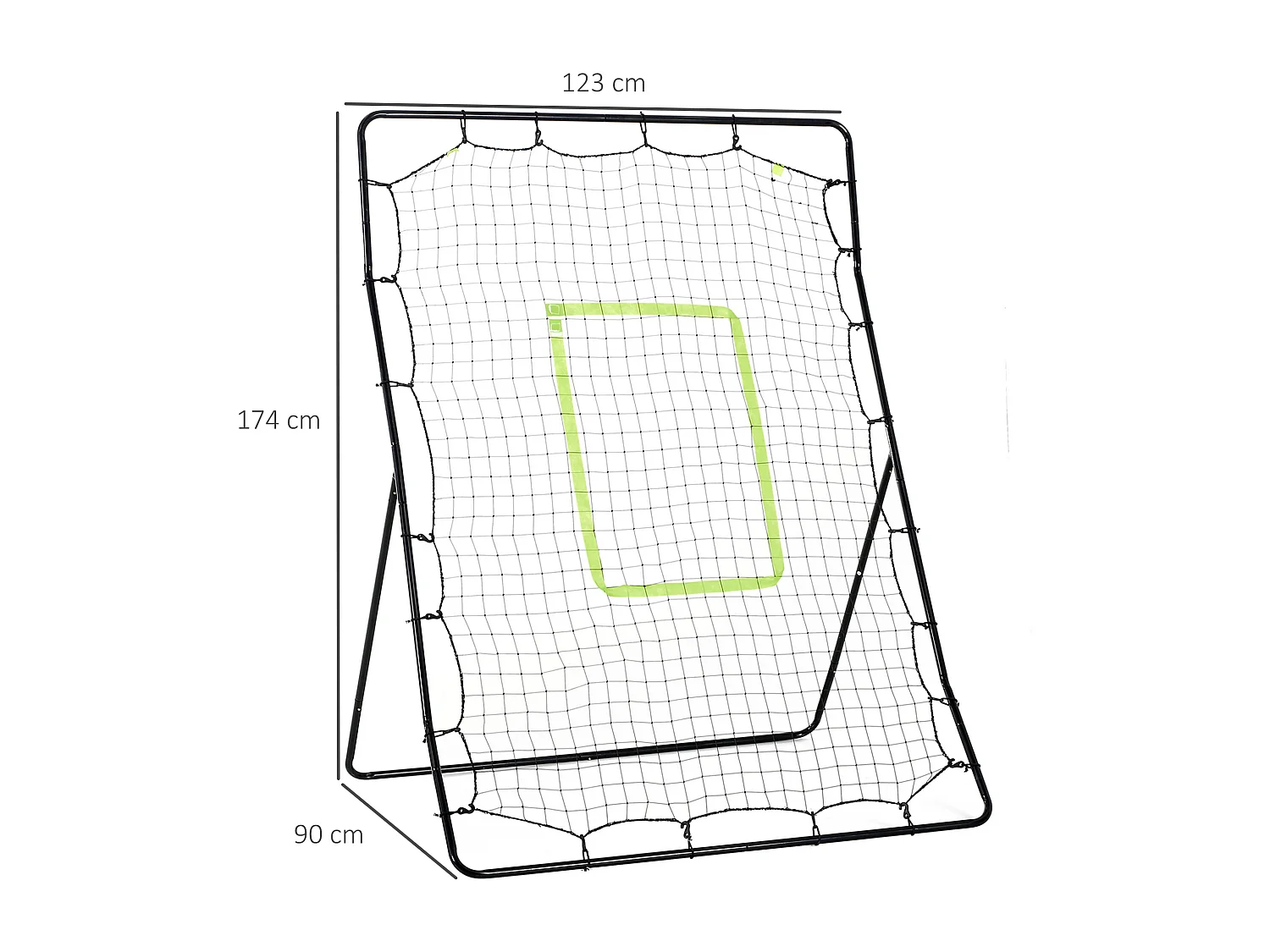 Filet de rebond de football 123L x 90l x 174H cm cible et sardines de fixation fournies noir vert