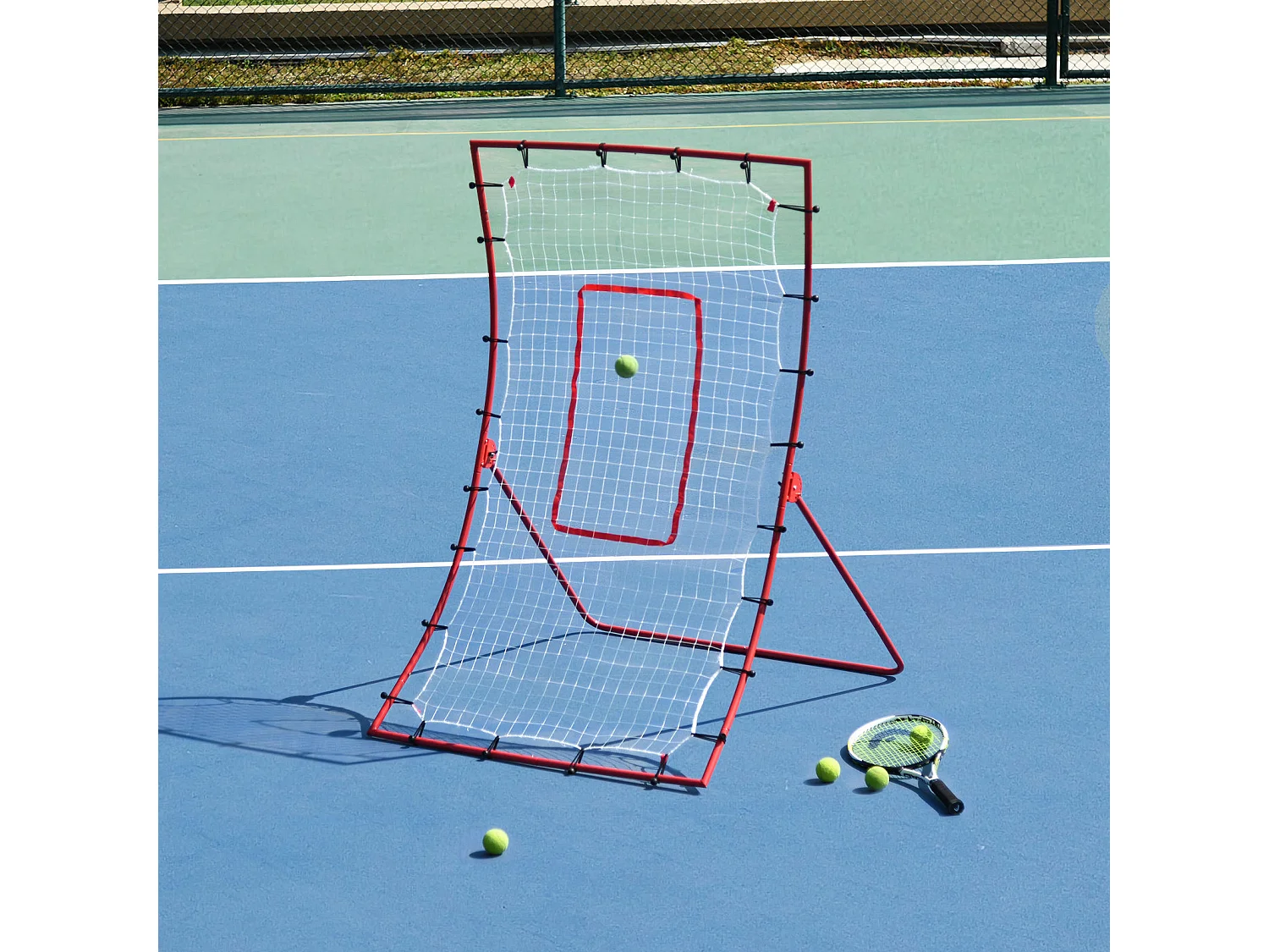 Filet de rebond de football - rebondisseur de football angle réglable - dim. 175L x 115H cm - blanc rouge