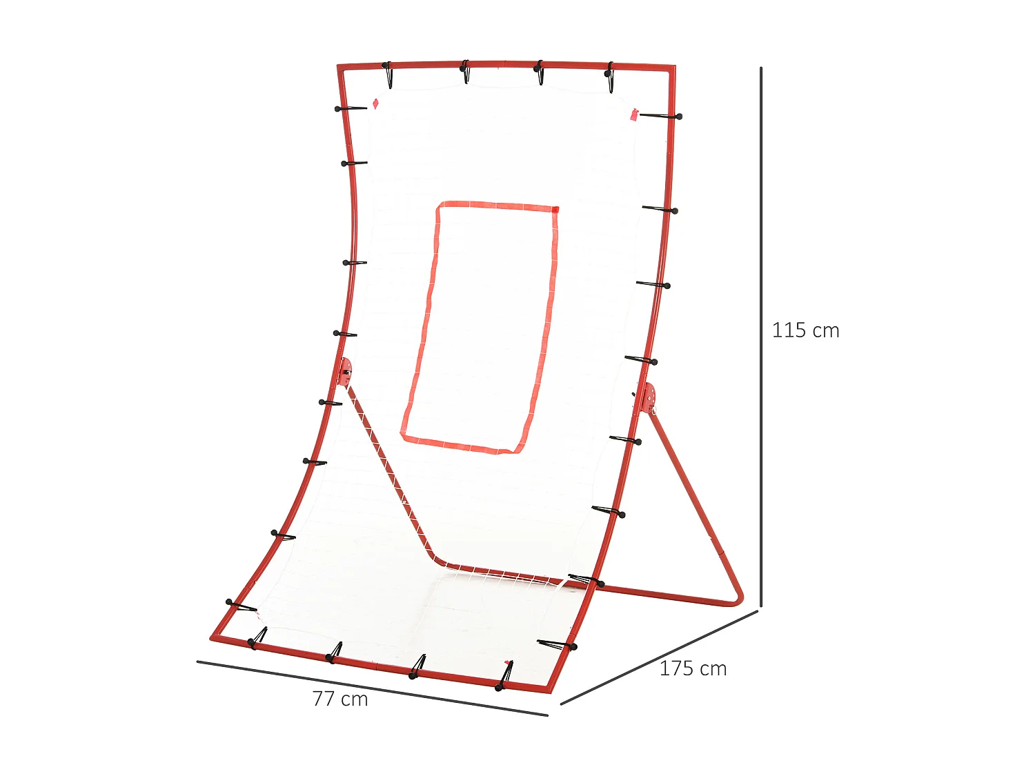 Filet de rebond de football - rebondisseur de football angle réglable - dim. 175L x 115H cm - blanc rouge