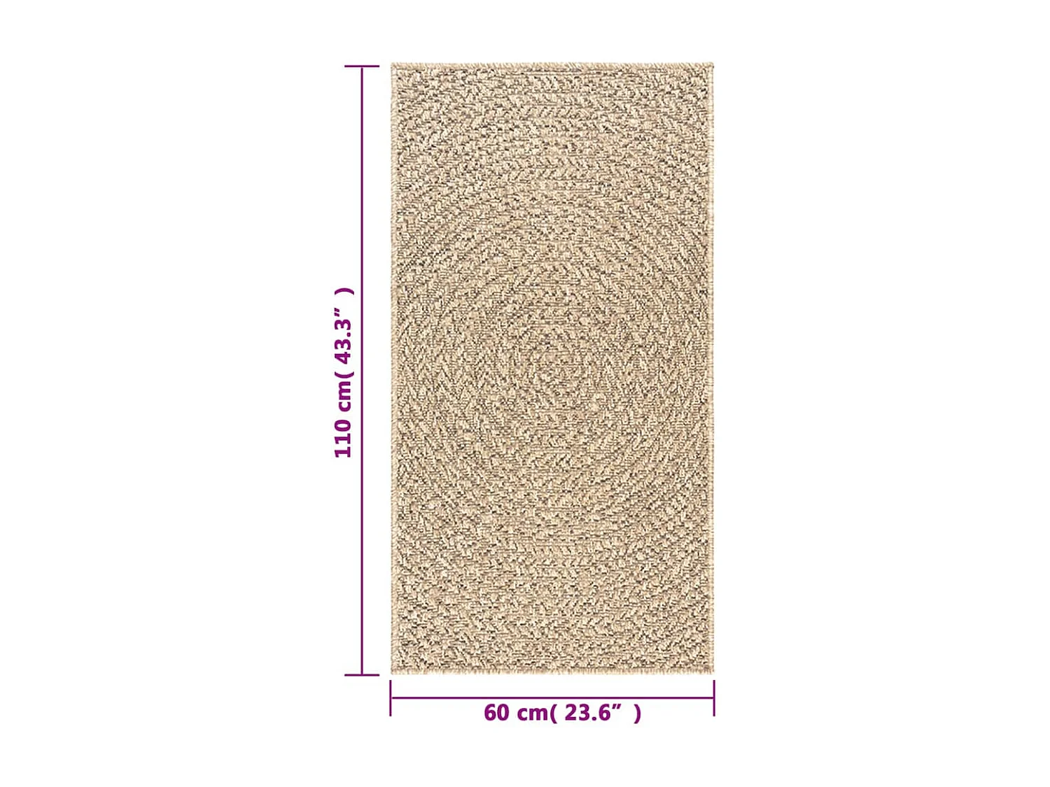 Veno  Teppich ZIZUR 60x110 cm Jute-Optik Indoor und Outdoor