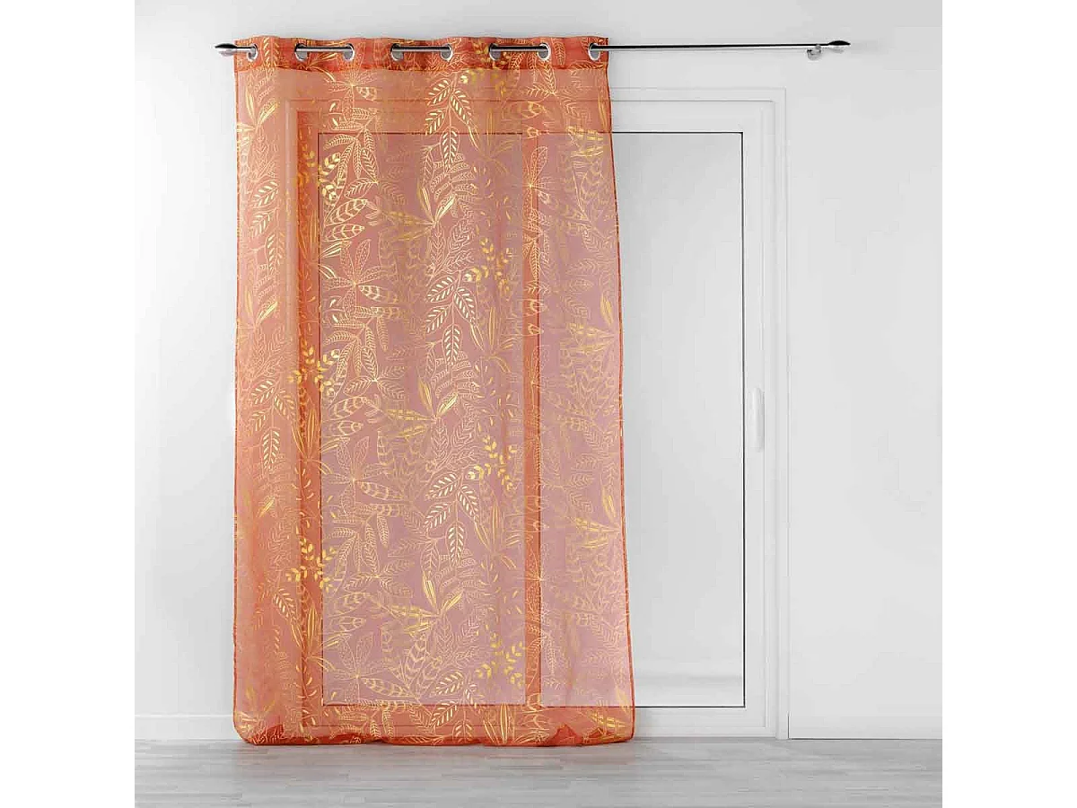 Rideau Voilage à Œillets "Belflor" 140x280cm Terracotta