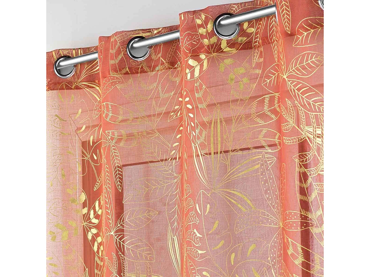 Rideau Voilage à Œillets "Belflor" 140x280cm Terracotta