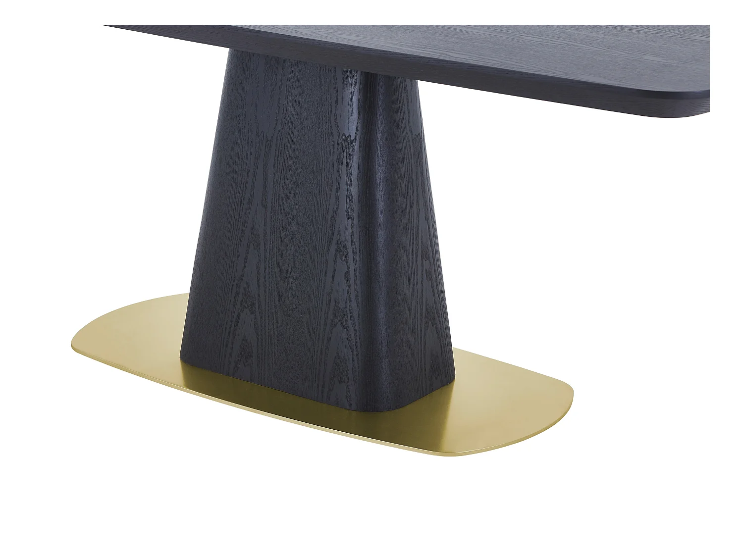 Table à manger 8 personnes placage frêne et métal - Noir et doré - DYLORA