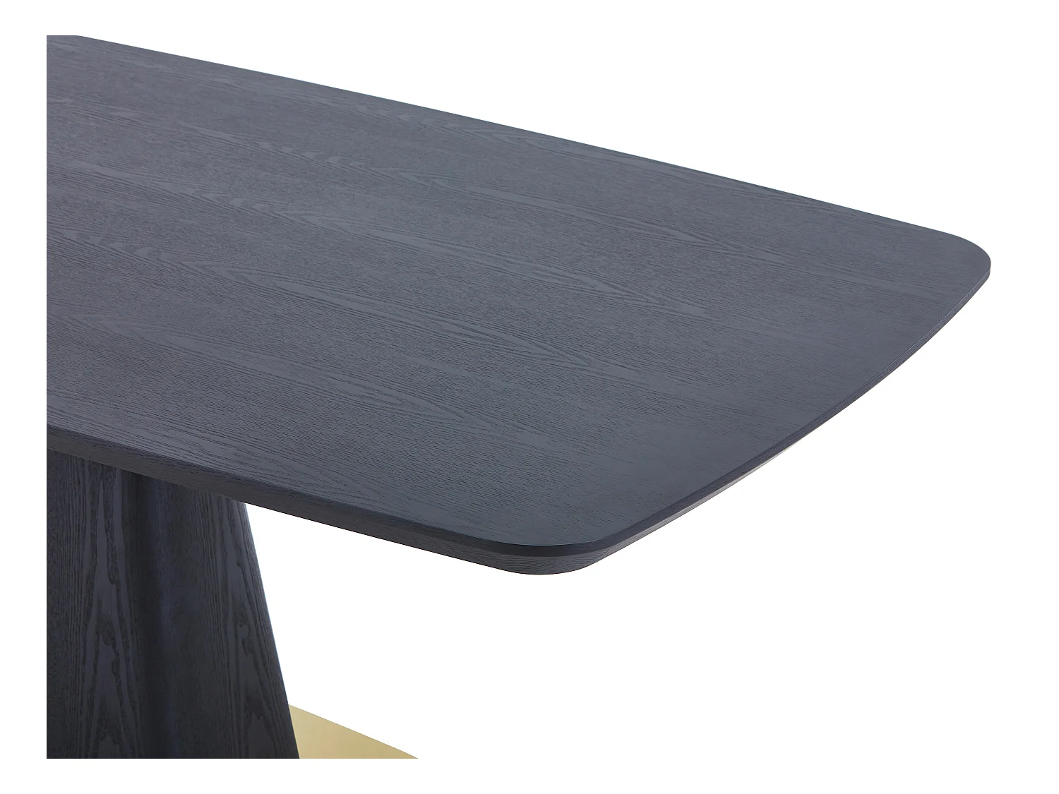 Table à manger 8 personnes placage frêne et métal - Noir et doré - DYLORA