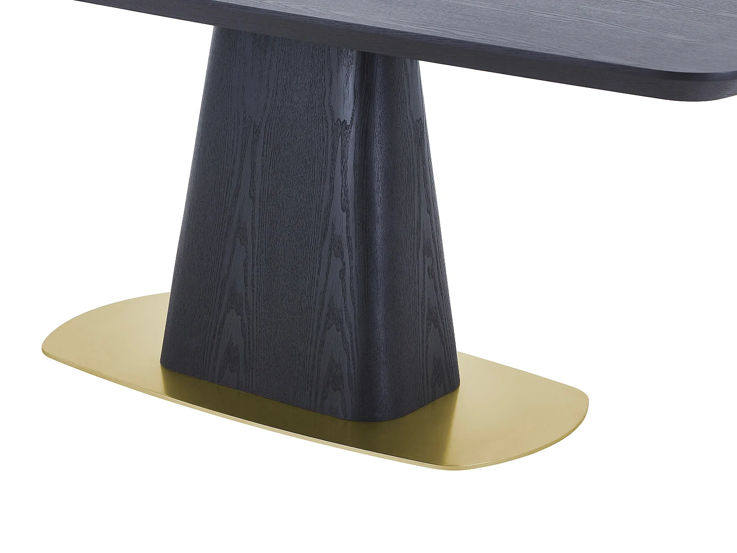 Table à manger 8 personnes placage frêne et métal - Noir et doré - DYLORA