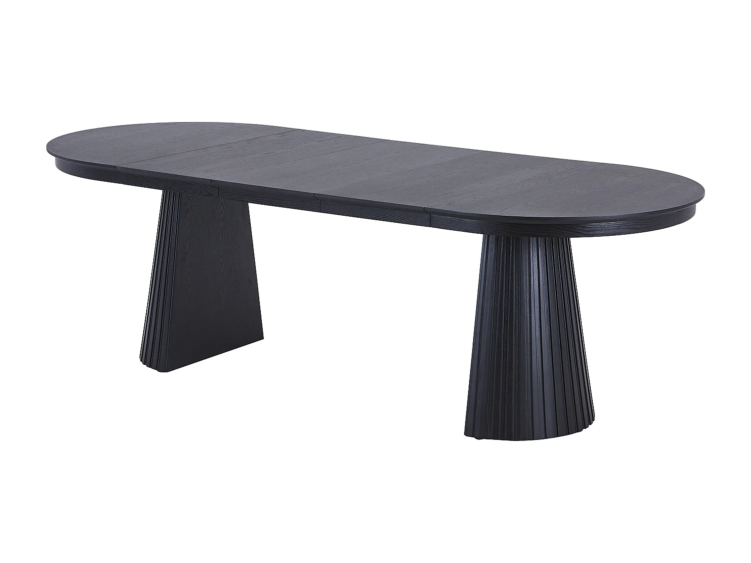 Table à manger extensible 4 à 10 personnes placage frêne - Noir - LATSURY