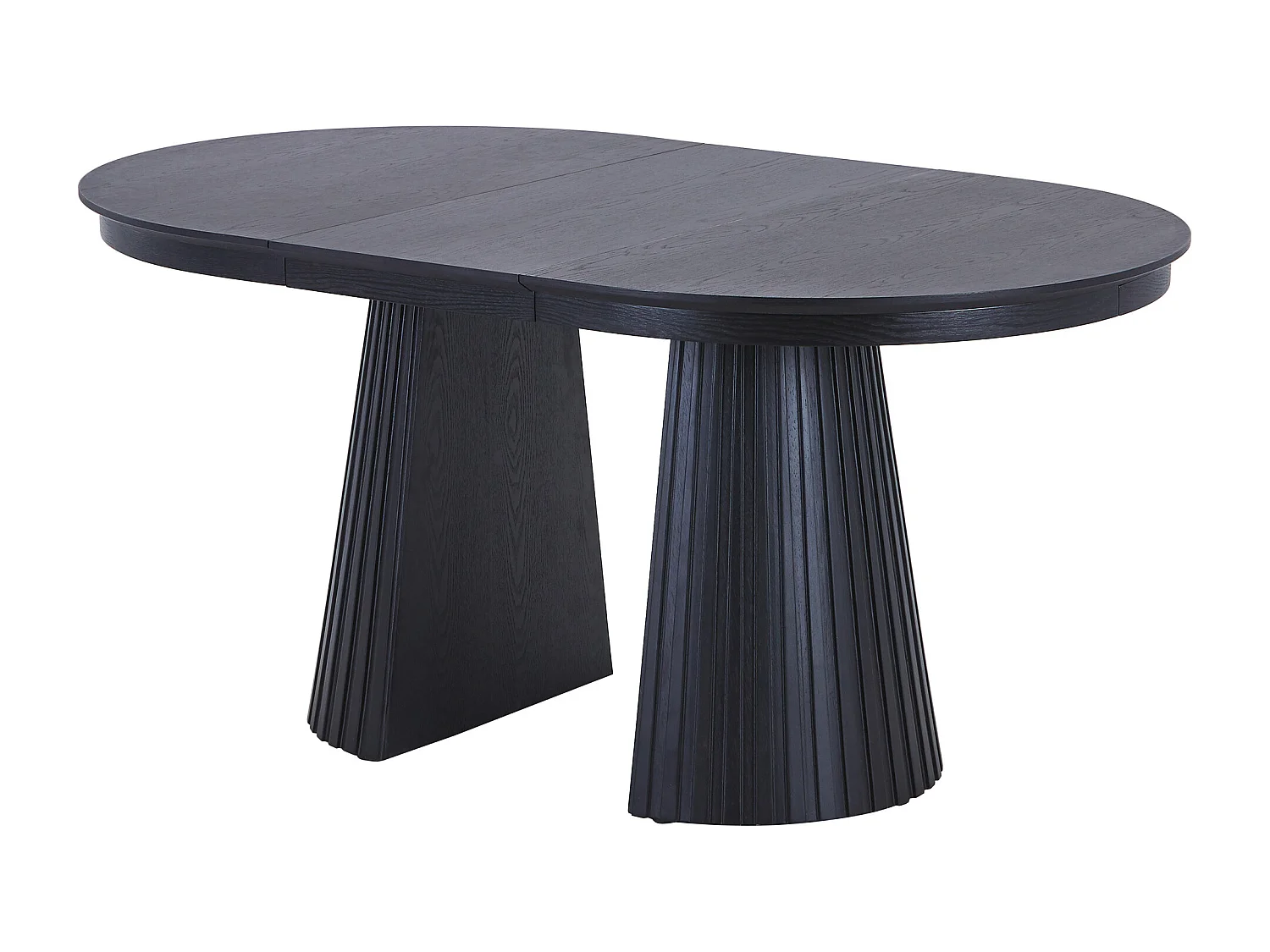 Table à manger extensible 4 à 10 personnes placage frêne - Noir - LATSURY
