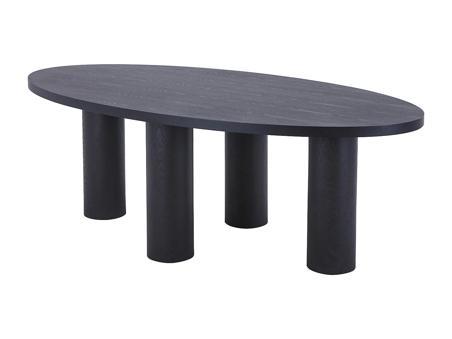 Table à manger 8 personnes placage frêne - Noir - FALYN