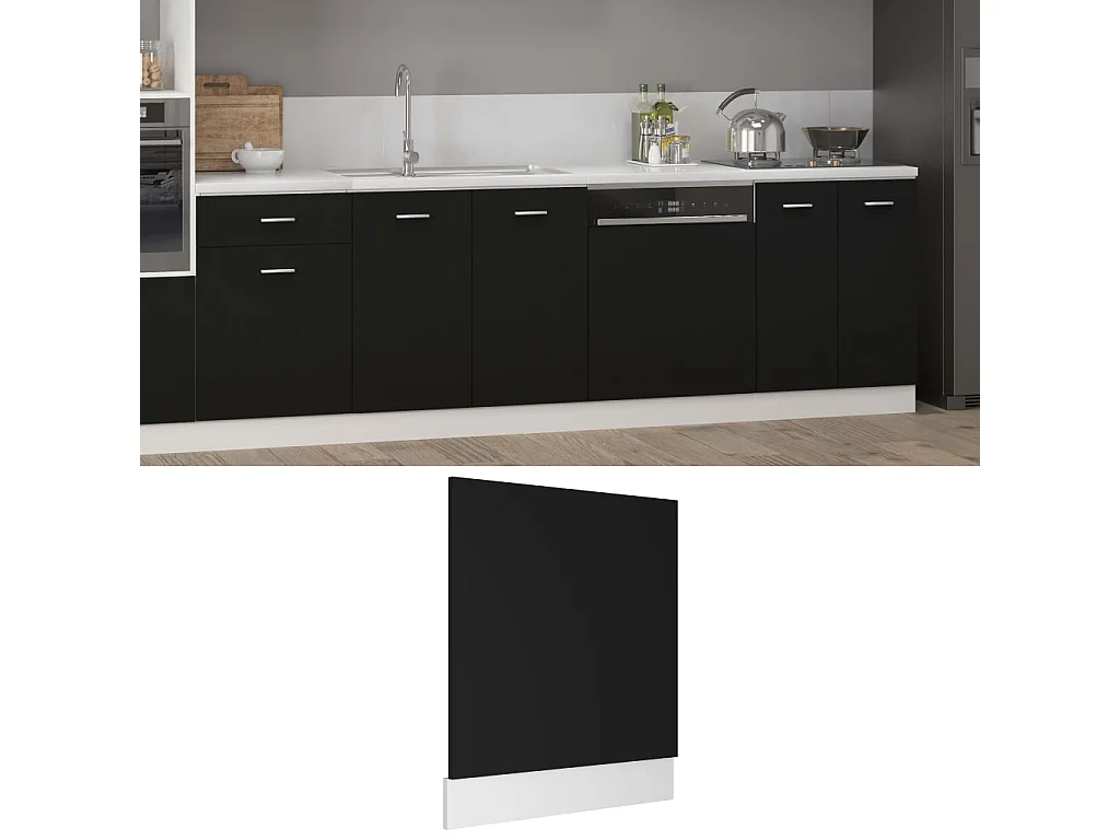 Panneau de lave-vaisselle Noir 59,5x3x67 cm Aggloméré