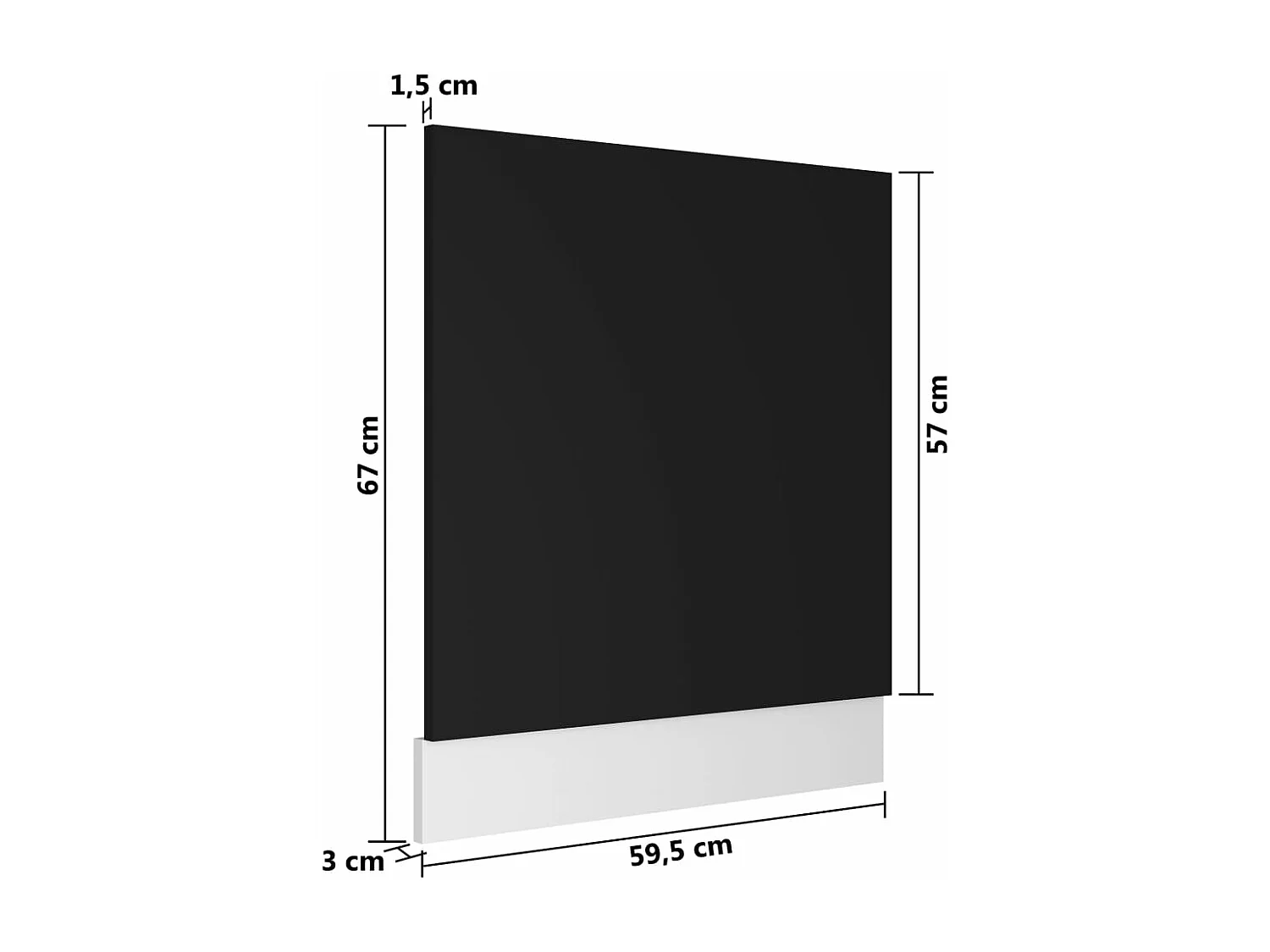 Panneau de lave-vaisselle Noir 59,5x3x67 cm Aggloméré