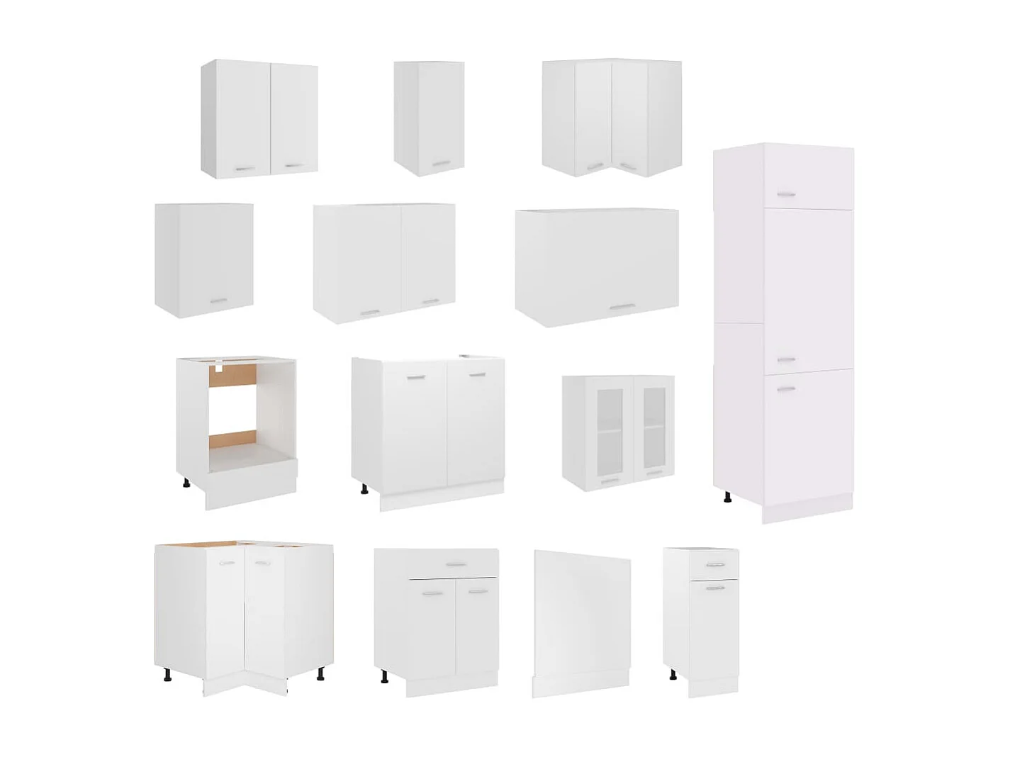 Ensemble de meubles de cuisine 14 pcs Blanc Aggloméré