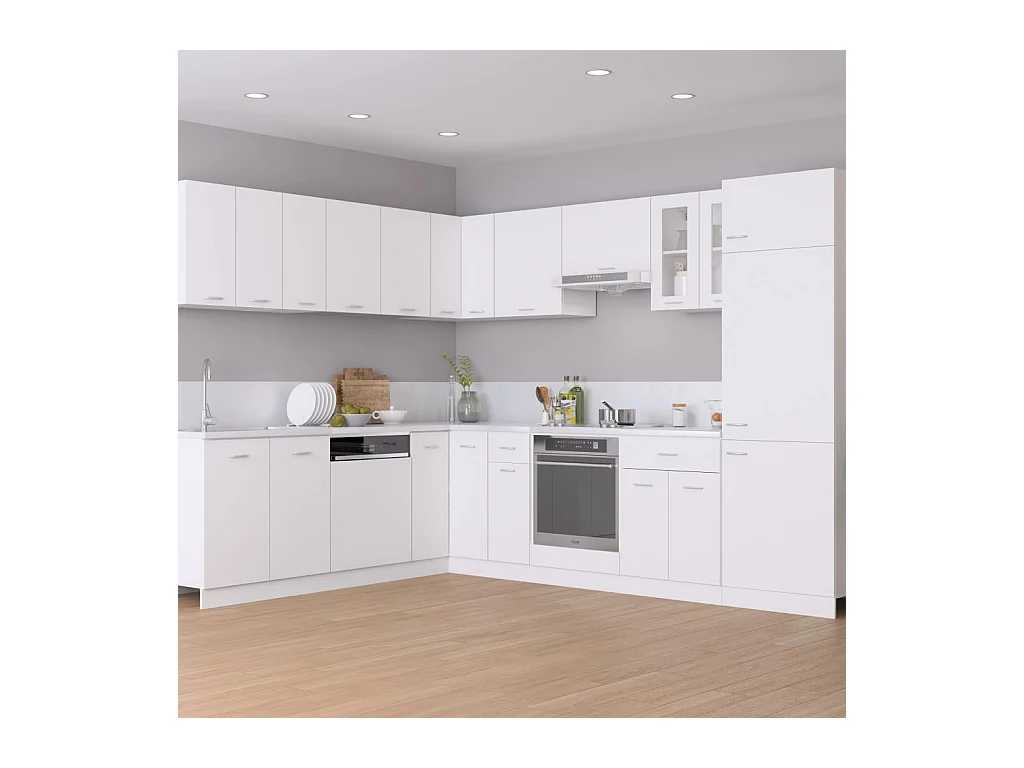 Ensemble de meubles de cuisine 14 pcs Blanc Aggloméré