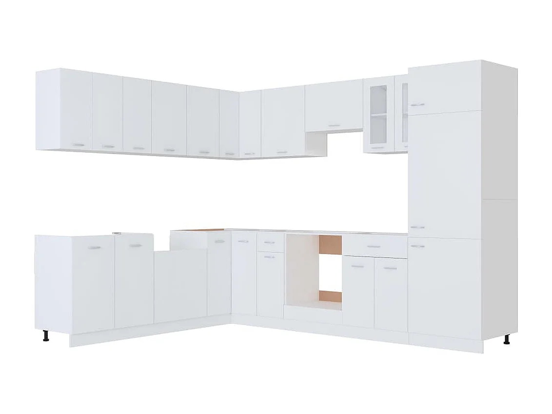 Ensemble de meubles de cuisine 14 pcs Blanc Aggloméré