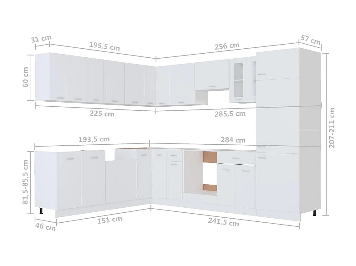 Ensemble de meubles de cuisine 14 pcs Blanc Aggloméré