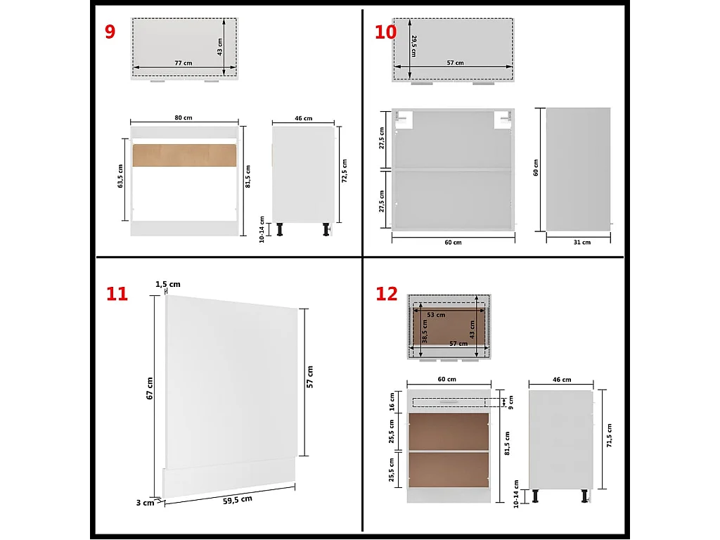 Ensemble de meubles de cuisine 14 pcs Blanc Aggloméré