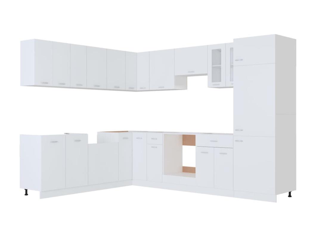 Conjunto muebles de cocina 14 piezas aglomerado blanco