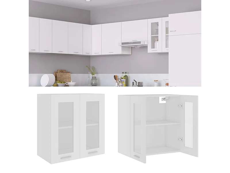 Armoire en verre suspendue Blanc 60x31x60 cm Bois ingénierie